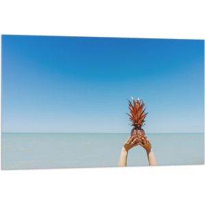 WallClassics - Vlag - Ananas boven de Zee - 105x70 cm Foto op Polyester Vlag