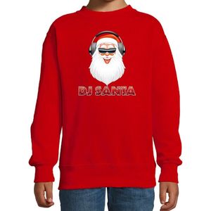 Foute kersttrui / sweater - DJ Santa / Kerstman - stoere rode kersttrui voor kinderen - kerstkleding / christmas outfit 152/164