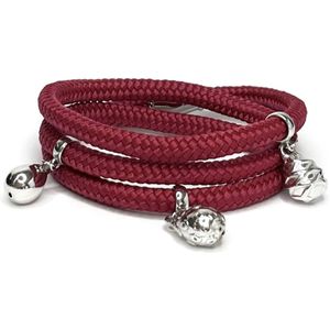 NIEUW - Jolla - dames wikkelarmband - zilver - touw - bedels - Charm Rope Wrap - Raspberry