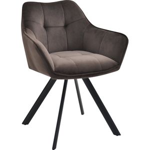 CLP Scott Eetkamerstoel - Bezoekersstoel - Met armleuning - Metalen frame - bruin Fluweel