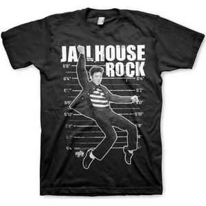 Elvis Presley Heren Tshirt -L- Jailhouse Rock Zwart