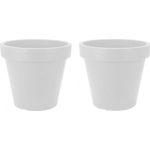 2x Kunststof Bloempotten 40 cm Wit - Bloempotten/Plantenpotten Voor Binnen en Buiten