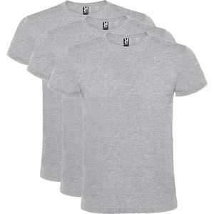 3 Pack Roly T-Shirt 100% katoen, single jersey, 150 gsm Ronde hals Heather Grijs Maat L