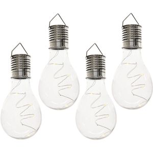 Lumineo solar hanglamp bol/peertje - 10x - transparant - kunststof - 14 cm - buitenverlichting