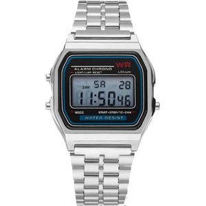 Digitaal Retro Horloge - Staal - Zilverkleurig - 22 mm