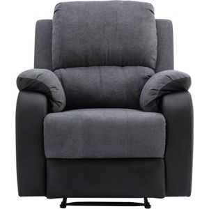 Vente-unique Relaxfauteuil van microvezel en grijs en zwart kunstleer BRODY