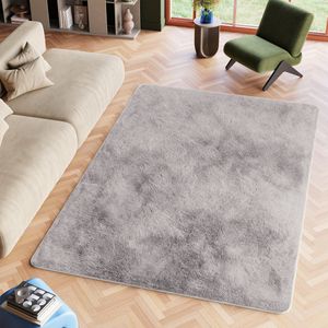 Tapiso Silk Vloerkleed Grijs Hoogpolig Shaggy Woonkamer Tapijt Maat- 120x170