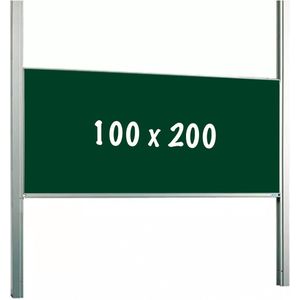 Krijtbord PRO - In hoogte verstelbaar - Enkelzijdig bord - Schoolbord - Eenvoudige montage - Geëmailleerd staal - Groen - 100x200cm