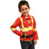 Brandweerjas met Lange Mouw - DeQube - Verkleedkleding Brandweer - 3-6 Jaar