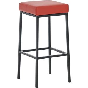 Barkruk Divine - Zithoogte 80cm - Zonder rugleuning - Set van 1 - Ergonomisch - Barstoelen voor keuken of kantine - Vierkant - Rood/zwart