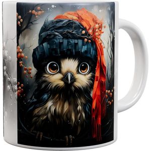 Uil - Owl with Black Hat - Mok 440 ml