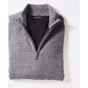 Osborne Knitwear Windstopper trui met halve rits heren - Sweater heren in Lamswol - Pullover Heren - Grey Mix - Zwarte voering - 2XL