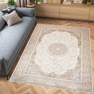 Tapiso Hera Vloerkleed Creme Vintage Woonkamer Oosters Tapijt Maat- 140x200