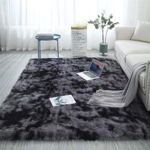 Soft Area Vloerkleed, voor de slaapkamer, shaggy tapijt, zachte tapijten, pluizige kleurrijke batik-tapijten, tapijt, nieuw donkergrijs, 90 x 150 cm