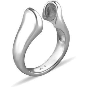 Quiges - 925 Zilver Eligo Ring  Geknepen voor verwisselbaar 10 mm Bolletje - Maat 17 - NER01217