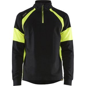 Blaklader Sweatshirt met High Vis zones 3550-1158 - Zwart/High Vis Geel - XL
