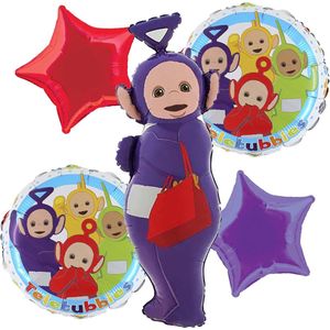 Teletubbies - Tinky Winky - Ballon set – 5-Delig – Helium ballon – Folieballon - Versiering - Kinderfeest.