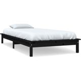 vidaXL - Bedframe - massief - grenenhout - zwart - 90x200 - cm