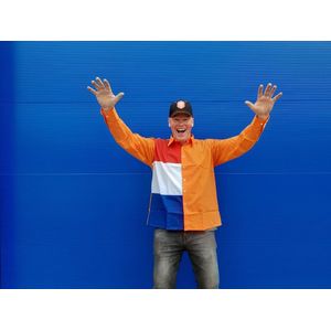 koningsdag overhemd oranje met rood-wit-blauwe vlakken - Maat XL konings shirt