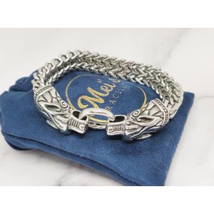 Mei's | Viking The Dragons armband | mannen armband / Viking sieraad / sieraad mannen | Stainless Steel / 316L Roestvrij Staal / Chirurgisch Staal | polsmaat 20 cm / zilver