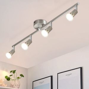 NETTLIFE - Plafondlamp - plafondspot met 4 lichtpunten - spots - zilver opbouwspots - L 60 cm - draaibar - kantelbaar - GU10 fitting - plafoniere - excl. GU10