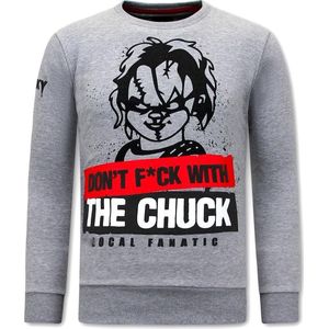 Heren Sweater met Print - Chucky - Grijs