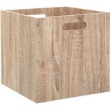 Opbergmand/kastmand 29 liter bruin/naturel van hout 31 x 31 x 31 cm - Opbergboxen - Vakkenkast manden