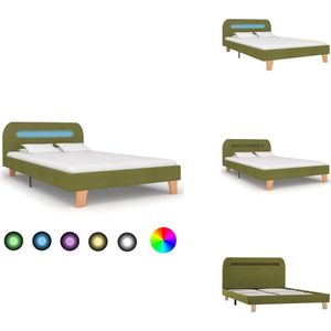 vidaXL Bedframe - Bedframes - Bed - Bedden - Bedframe met LED stof groen 120x200 cm