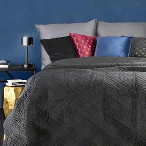 Oneiro’s luxe DENIZ Beddensprei Zwart - 220x240 cm – bedsprei 2 persoons - beige – beddengoed – slaapkamer – spreien – dekens – wonen – slapen