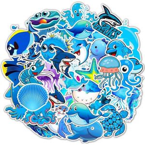 Sticker mix voor kinderen - Zeedieren - blauw - vissen