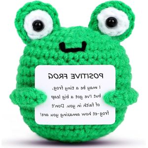 Titel: Gehaakte kikker aan de voorkant - Cadeau geluksbrenger voor examen, beterschap, snel herstel, aanmoediging
