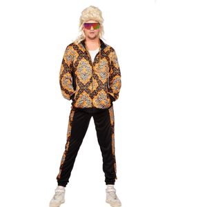 Wilbers & Wilbers - Aso & Biker & New Kids Kostuum - Golddigger Pimp Retro Trainingspak - Man - Zwart, Goud - XL - Carnavalskleding - Verkleedkleding