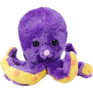 Pia Soft Toys Knuffeldier Inktvis/octopus - zachte pluche stof - premium kwaliteit knuffels - paars - 12 cm - Inktvis/octopusen