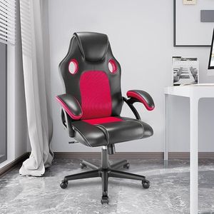 Gaming stoel Bureaustoel Draaistoel Computerstoel Werkstoel Bureaustoel Ergonomische stoel Racestoel Lederen stoel PC-gamingstoel (Rood)