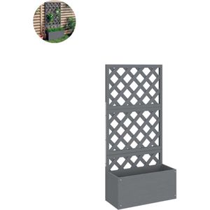 Plantenbak met klimrek - Bloembak - Weerbestendig - Met trellis - Buiten - Hout - Plantenrek - Rechthoekig - Grijs