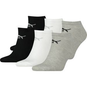 Puma - Unisex - Maat 43 - 46 cm - Korte Sokken voor Heren/Dames - Sport - Sneaker - ( 3 - pack ) Witte,Zwart,Grijs