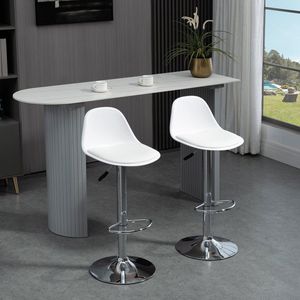 Barkrukken - DesignHome - Verstelbare rugleuning - Synthetisch leer - Wit