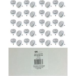 GS meubelvilt met spijker 48 stuks - Ø29 mm - Meubelviltjes - Wit & Grijs