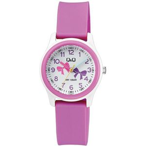 Q&Q VS59J002Y - Horloge - Sport - Analoog - Kinderen - Unisex - Plastic band - Rond - Kunststof - Cijfers - Roze - Wit - 10 ATM