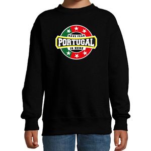 Have fear Portugal is here sweater met sterren embleem in de kleuren van de Portugese vlag - zwart - kids - Portugal supporter / Portugees elftal fan trui / EK / WK / kleding 152/164