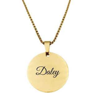 Ketting RVS Met Naam Gravering - Daley - Goud - Rond