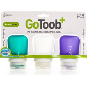 Human Gear - GoToob+ 3-Pack - reisflesje - flacon - lichtgewicht - lekvrij - Small Clear/Purple/Teal - 53ml