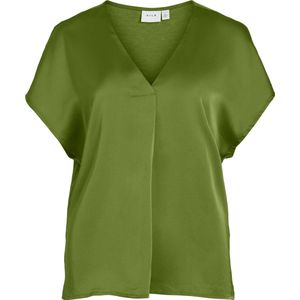 Vila Blouse Viellette V-neck S/s Satin Top - No 14089239 Kelp Forest Dames Maat - W42