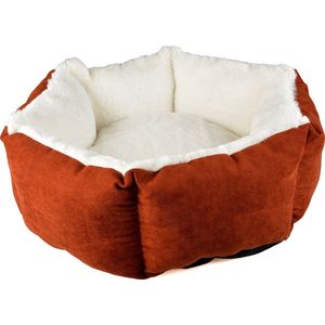 Duvoplus - Dierenkussen - Hond - Mand Hexa Velvet Copper L - 80x80x28 Rood/wit - 1st