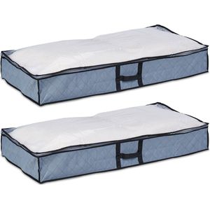 Relaxdays opberghoes dekbed - set van 2 - tegen stof - opbergbox onder bed - met rits
