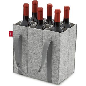 Flessentas met 6 vakken - 15 literflessen - vilt - gerecycled - 27cm x 18cm x 27cm Flessentas