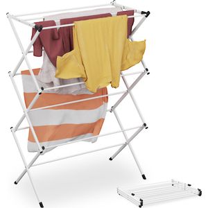 Relaxdays inklapbaar wasrek - 104 x 73 x 38 cm - 11 stangen - metaal - wit