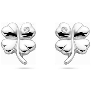 Zilver Gerhodineerd Oorknoppen Klavertje Zirkonia 1338921