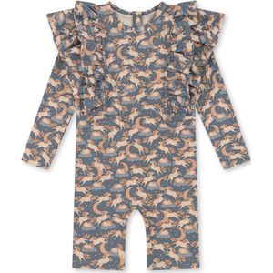 Konges Sløjd Manuca frill onesie playsuit / Zwempak - Unicorn blue - Maat 12 maand