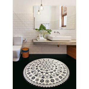 Asir Badmat 100% FLUWELEN STOF Poolhoogte: 10 mm Antibacterieel Antislip Onderzijde Machinewasbaar op 30 C Diameter: 140 cm 700 gr/m